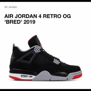Jordan retro 4 OG bread Size 6y big kids